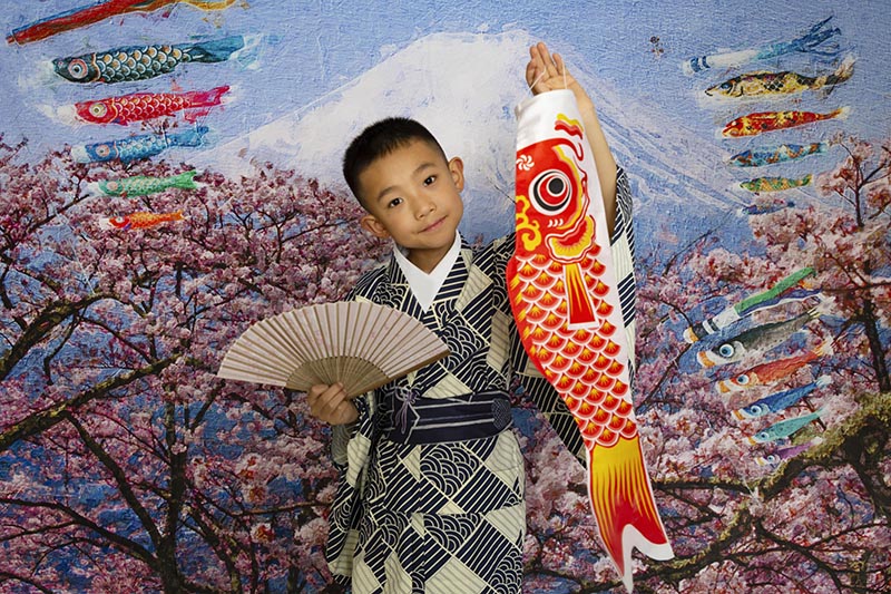 Kate 写真家のための富士山少年の日七五三桜の背景布