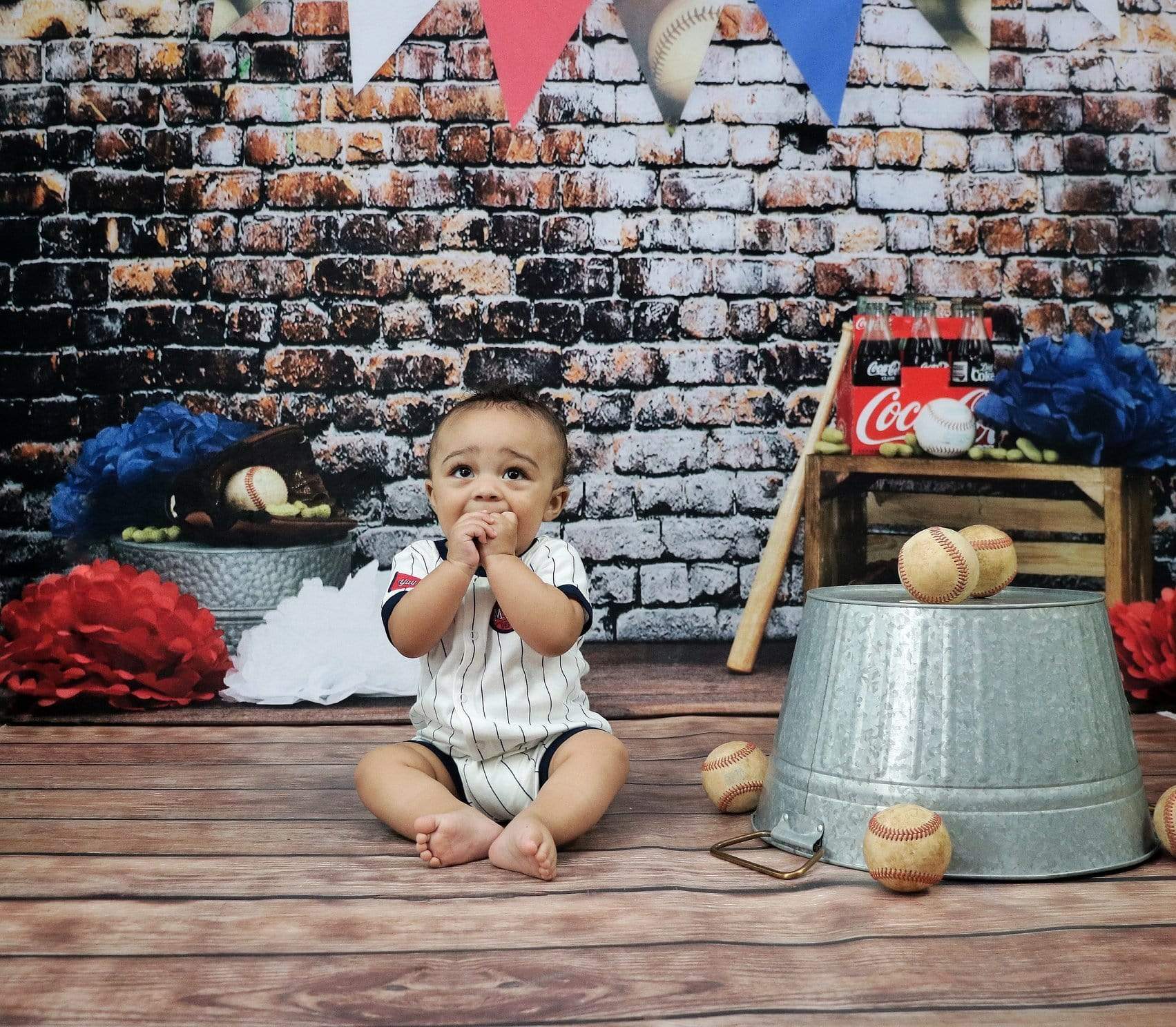 Katebackdrop£ºKate Retro Brick Wall Baseball Theme Backdrop for sports Photography Designed by Leann West