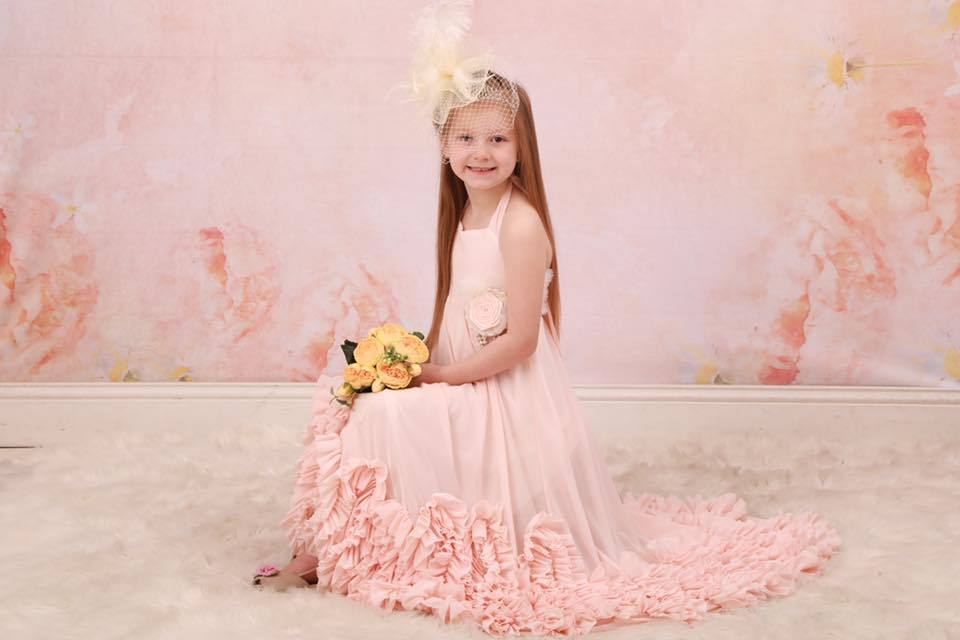 Kate ファインアート水彩画オレンジ色の花の背景Veronika Gant写真撮影