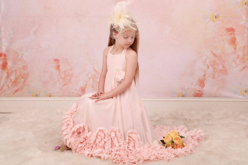 Kate ファインアート水彩画オレンジ色の花の背景Veronika Gant写真撮影