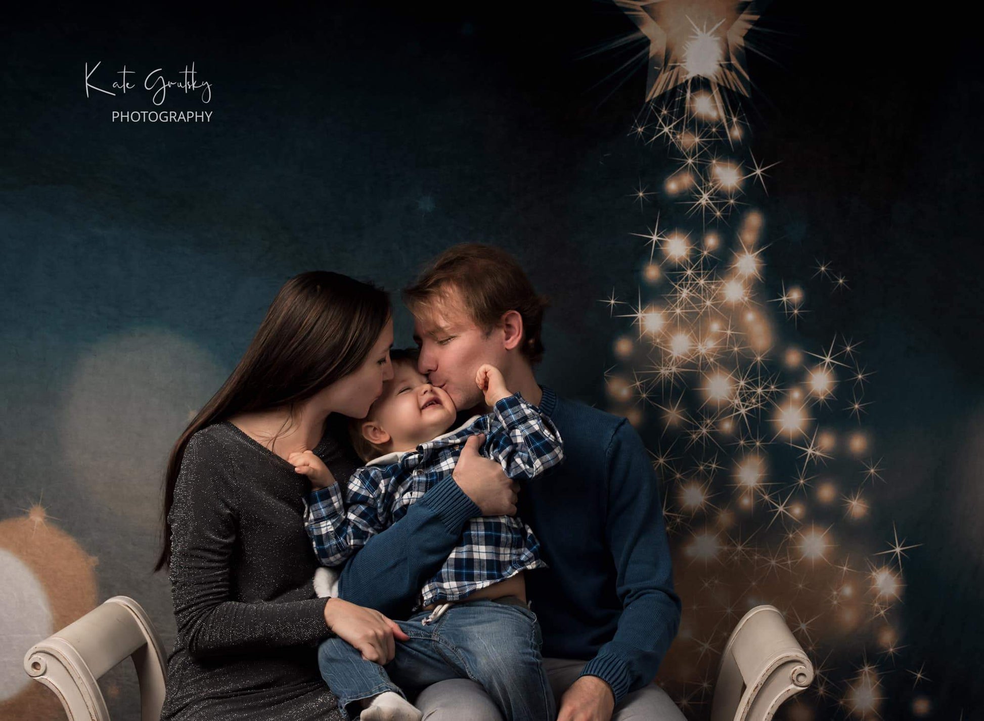 Kate 写真撮影のためのクリスマスキラキラライトナイト背景
