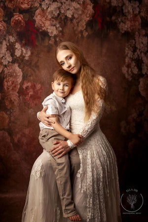 Kate 茶色の抽象化と花背景