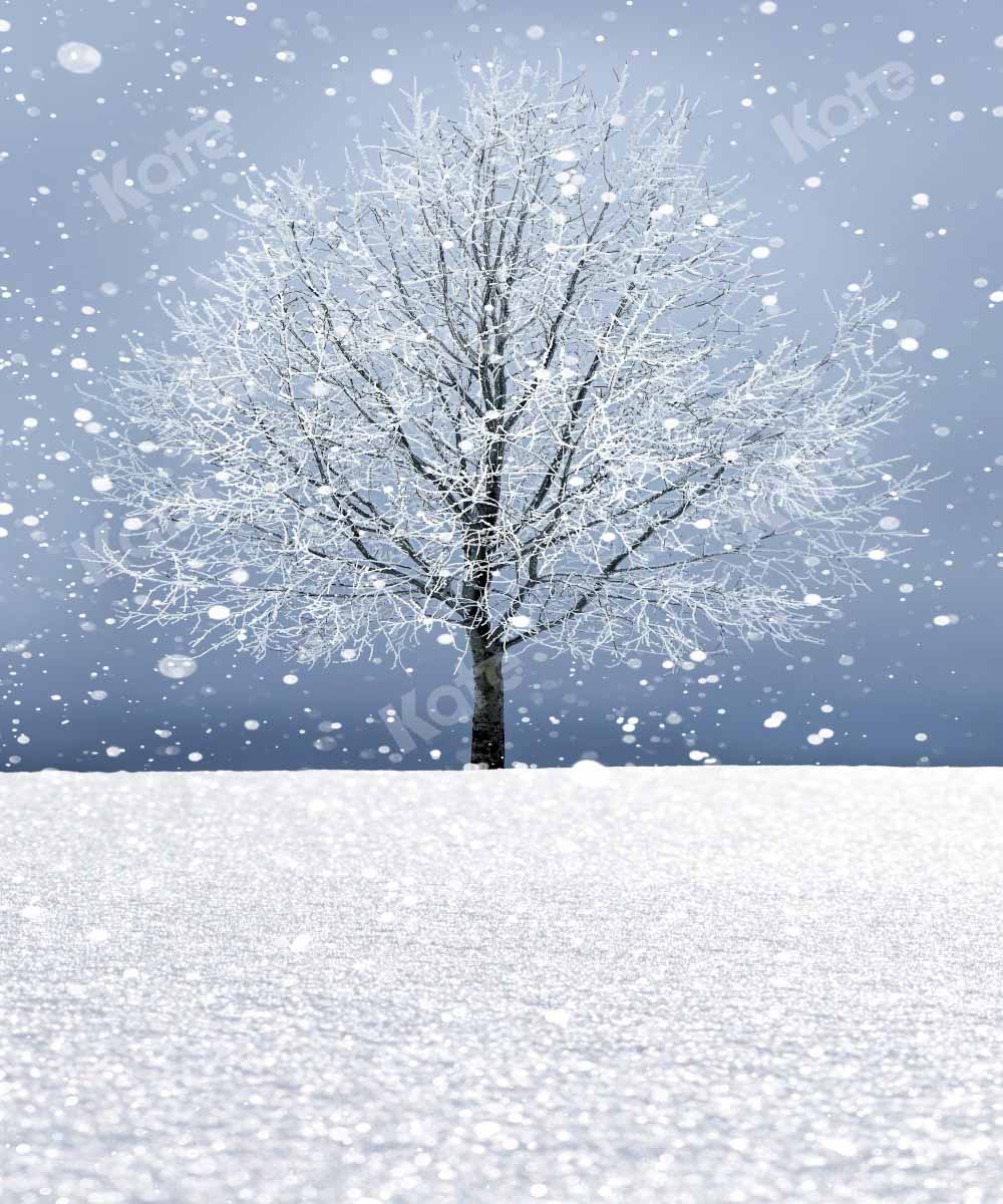 kate冬の雪に覆われた大きな木のモザイクの背景 Chain設計
