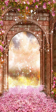 kate写真撮影のためのバレンタインデーの背景の花のレンガのアーチ