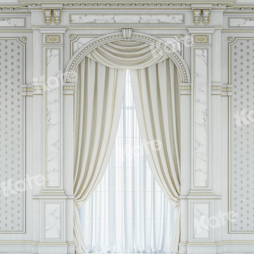 Kate女性の写真の結婚式の写真の真っ白なカーテンの背景Uta Mueller設計