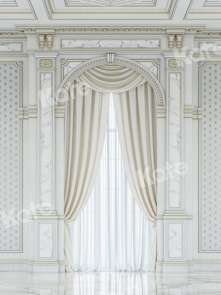 Kate女性の写真の結婚式の写真の真っ白なカーテンの背景Uta Mueller設計