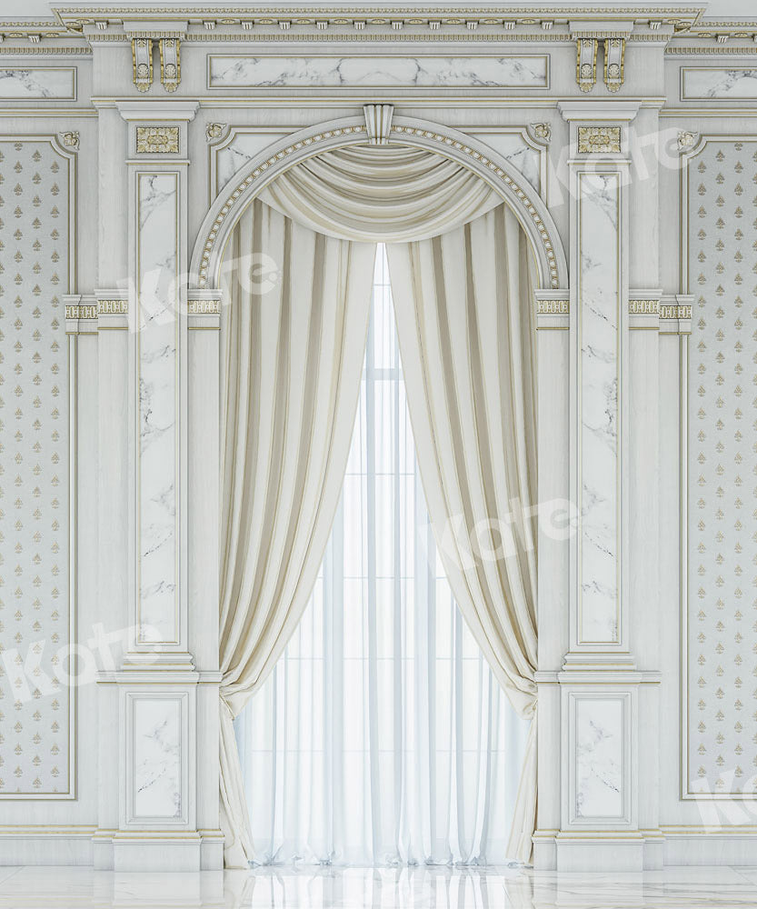 Kate女性の写真の結婚式の写真の真っ白なカーテンの背景Uta Mueller設計