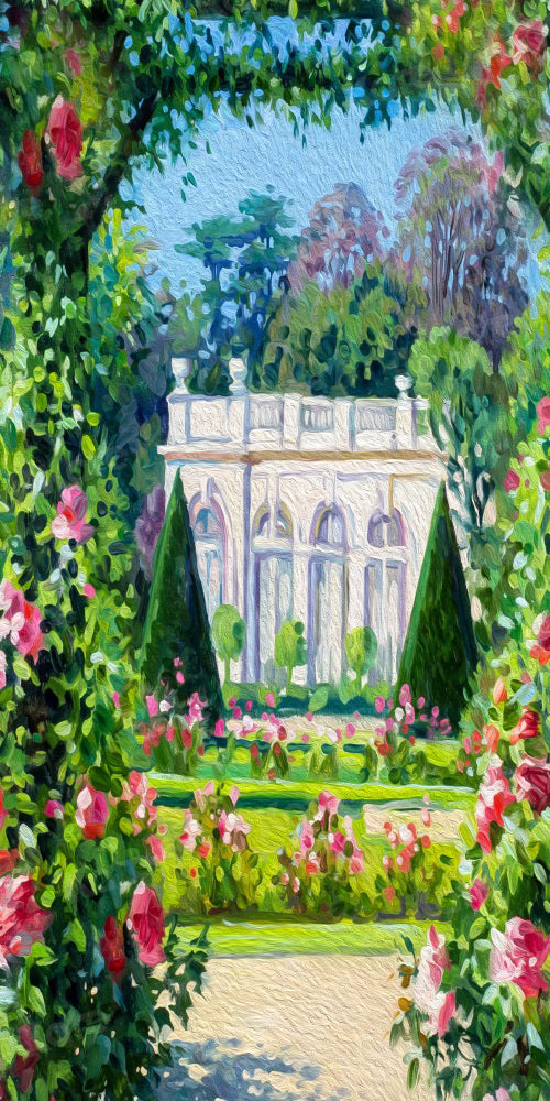 Kate写真撮影のための春の庭の背景の花の絵画