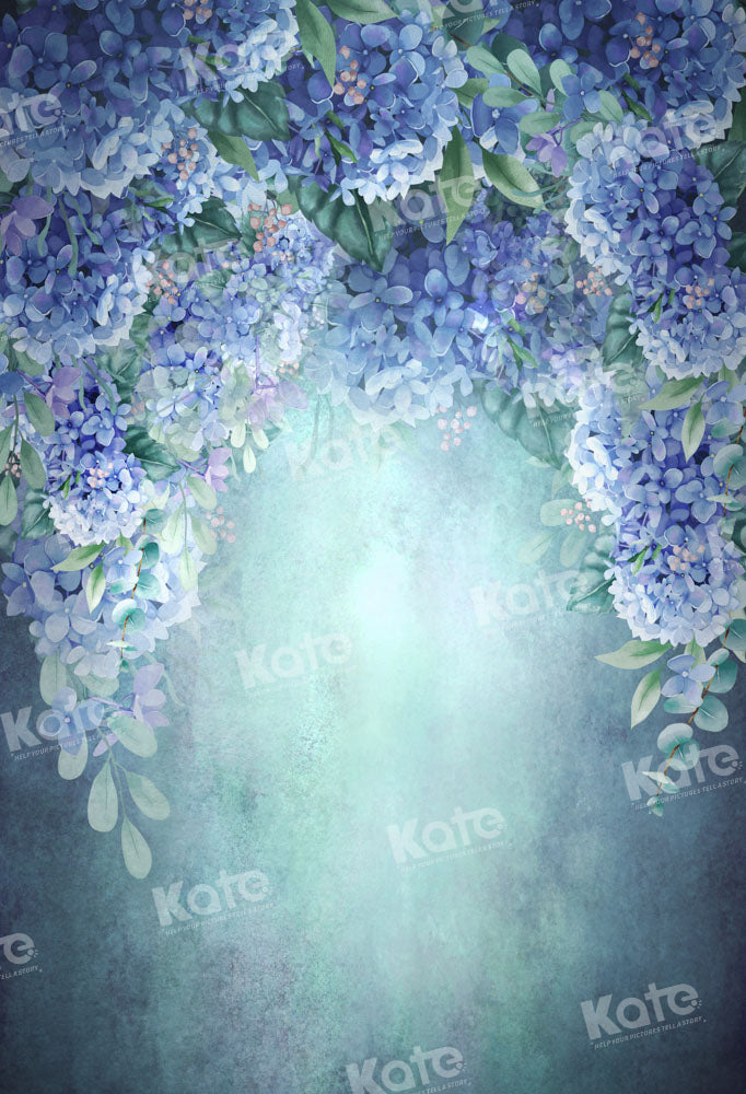 Kate フローラル ファイン アート ブルー アジサイ背景