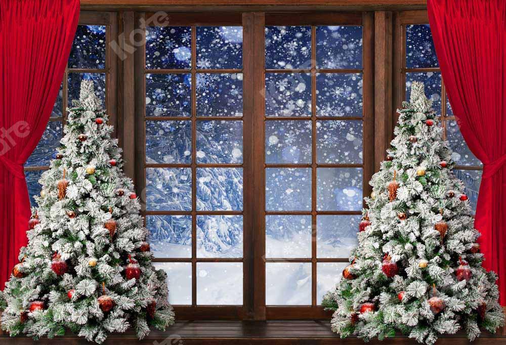 Kate冬の雪のクリスマスウィンドウの背景写真家Chain