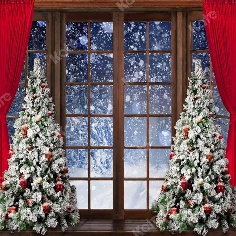 Kate冬の雪のクリスマスウィンドウの背景写真家Chain