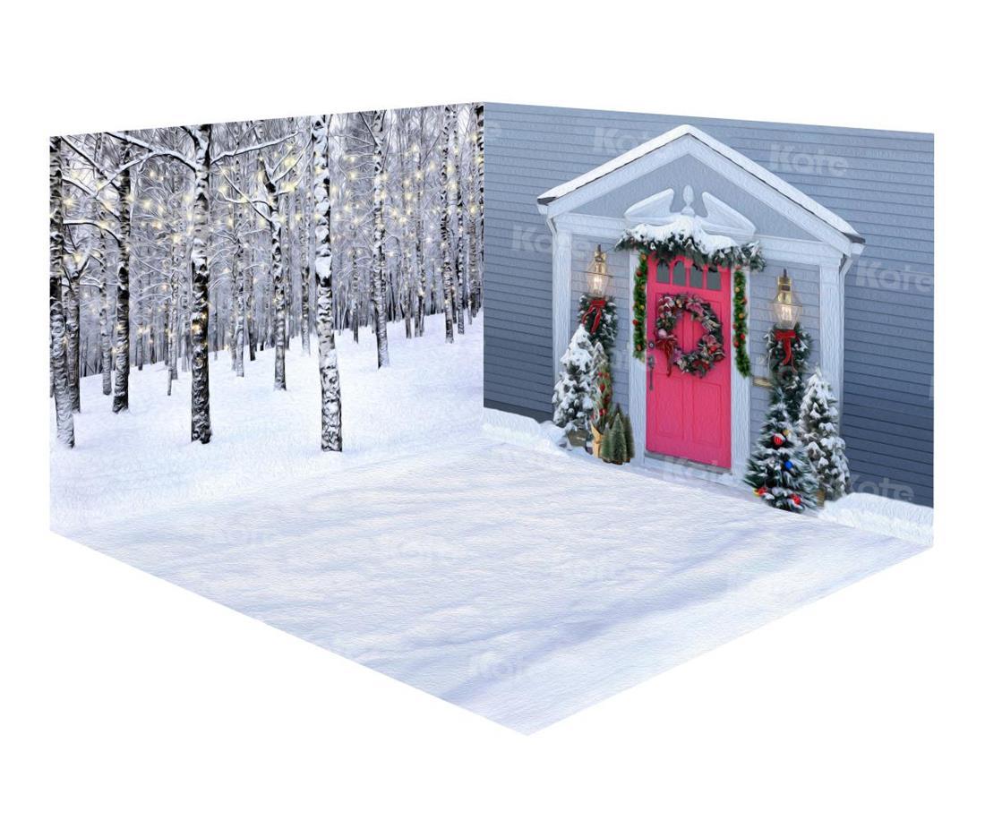 Kateクリスマススノーウィンタールームセット（8ftx8ft＆10ftx8ft＆8ftx10ft）