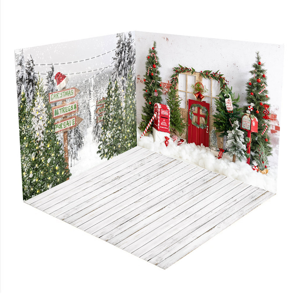 Kateクリスマスツリーファームメールボックススノールームセット(8ftx8ft&10ftx8ft&8ftx10ft)