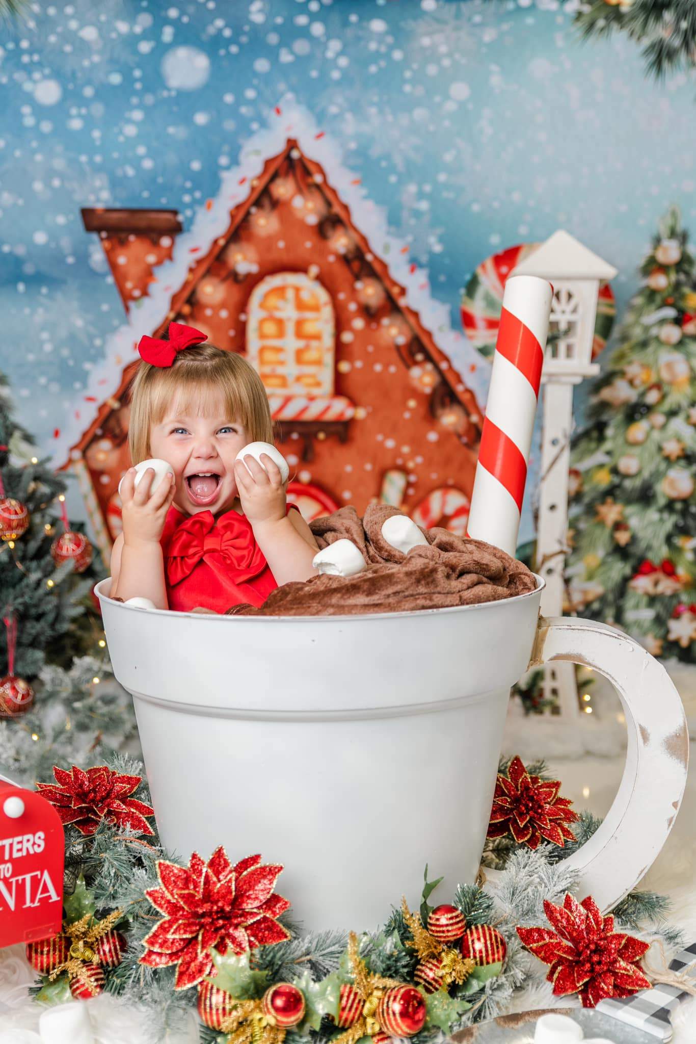 Kate写真撮影のためのクリスマスの油絵の背景キャンディハウス