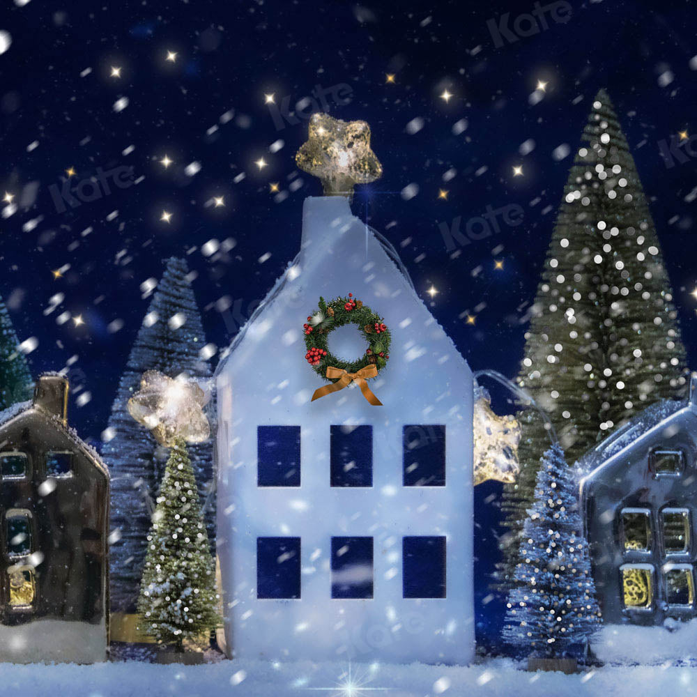 Kate クリスマスイブの背景の木の雪Chain Photography設計