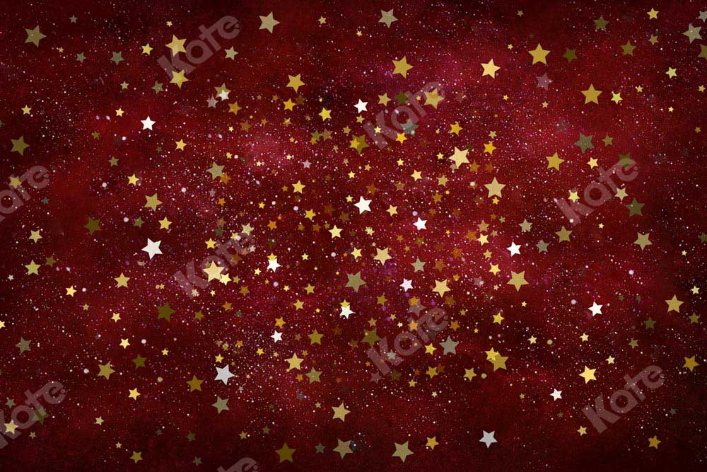 Kateクリスマスの星の赤い背景の写真撮影