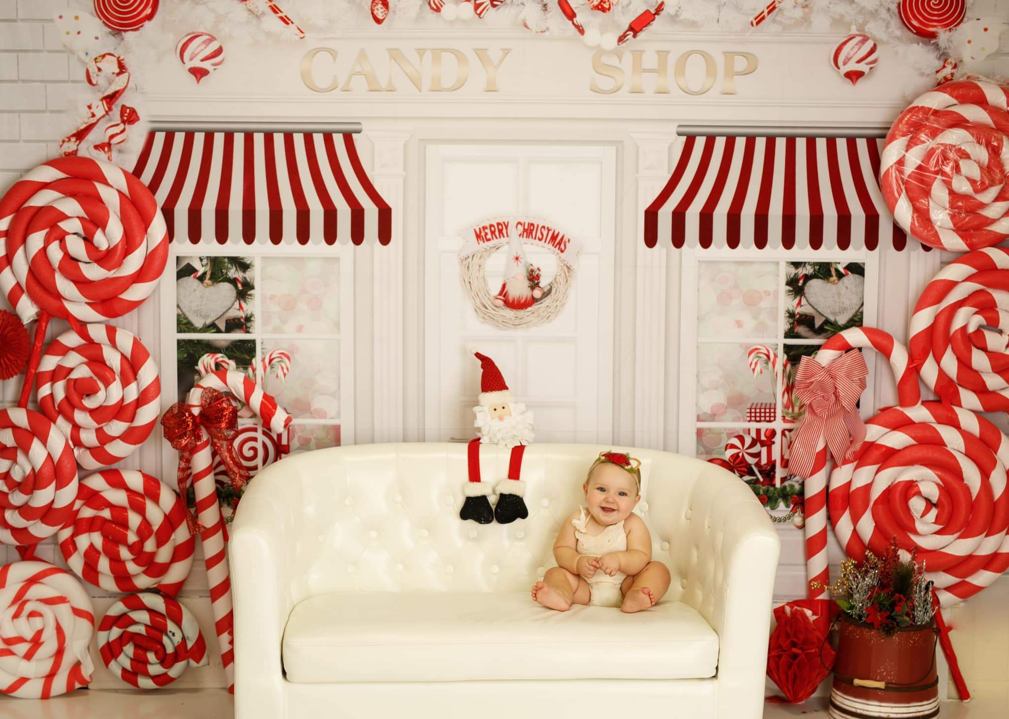 Kate 写真撮影のためのクリスマス菓子店の背景