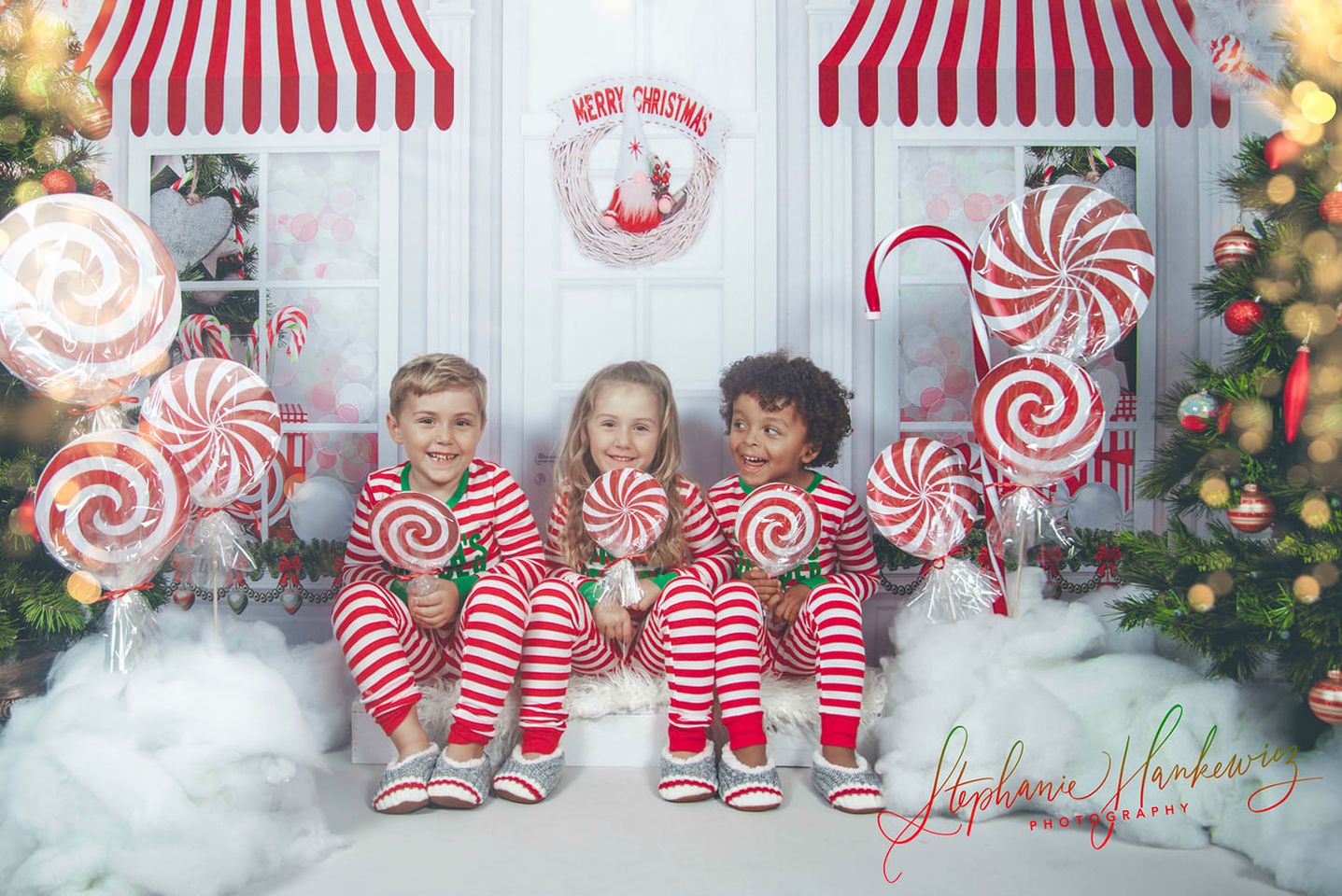 Kate 写真撮影のためのクリスマス菓子店の背景