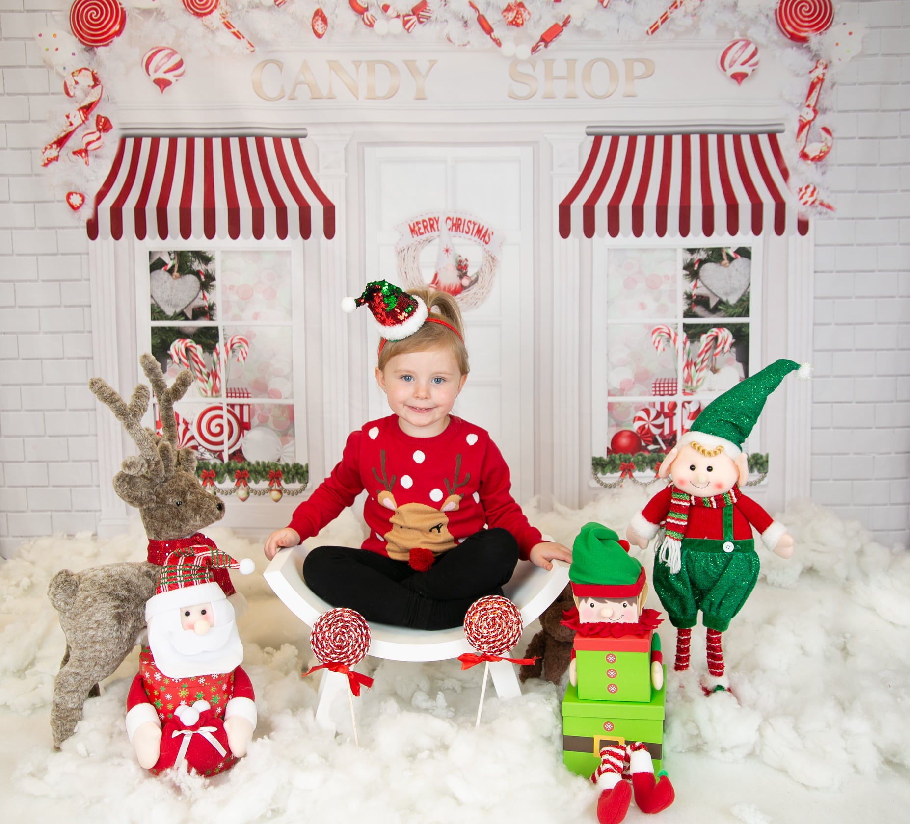 Kate 写真撮影のためのクリスマス菓子店の背景