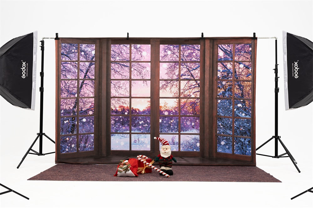 Kate冬のクリスマスの夜の背景フランス窓写真家Chain
