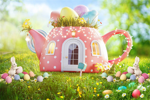 Kate 春の背景イースターデーケーキスマッシュティーポット