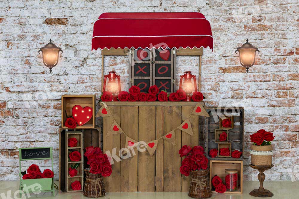 kateバレンタインデーの壁のバラショップの背景Emetselch設計