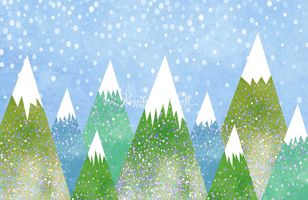 kate少年の山々の背景青緑Krystle Mitchell写真撮影