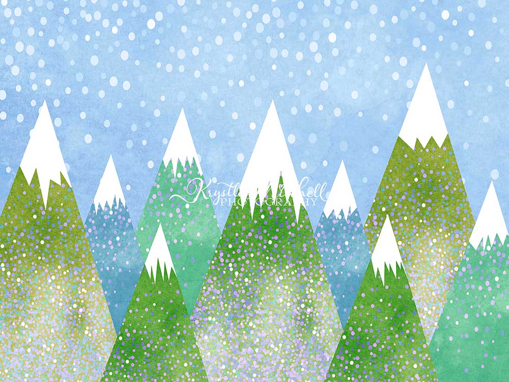 kate少年の山々の背景青緑Krystle Mitchell写真撮影