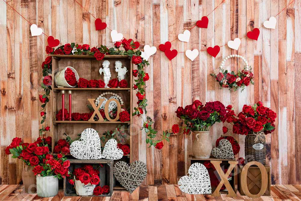Kate バレンタインデーの木造フラワーハウス背景