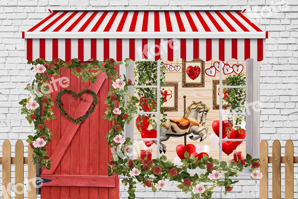 Kateバレンタインデーの背景キューピッドストア馬Chain写真撮影