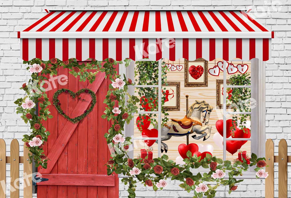 Kateバレンタインデーの背景キューピッドストア馬Chain写真撮影