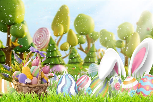 Kate 写真撮影のための春の背景イースターエッグ草原