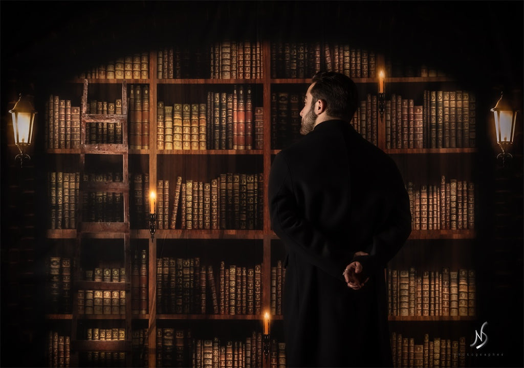kateヴィンテージ図書館の本の背景
