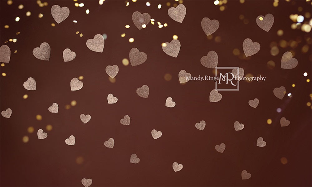 Kateゴールドバレンタイン背景キラキラハートMandy Ringe 設計