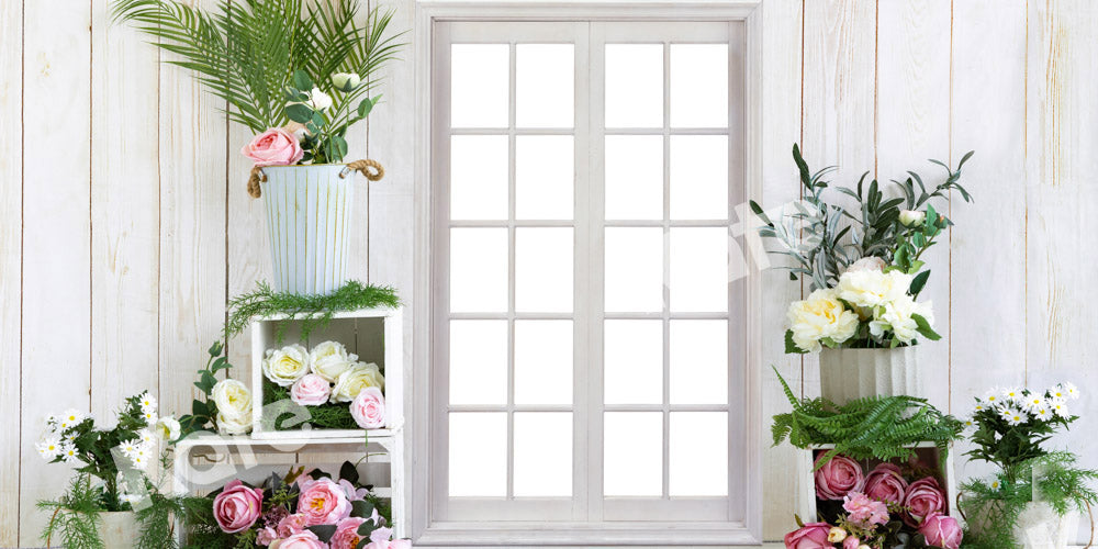 Kate春の花の背景白い窓Emetselch設計