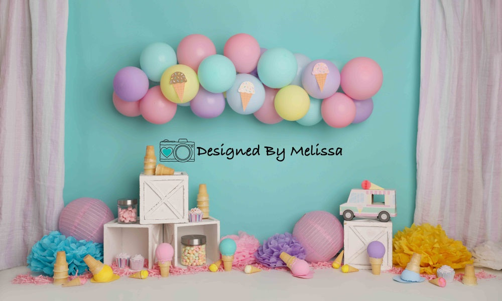 Kateアイスクリームの誕生日の背景パーティーMelissa King設計