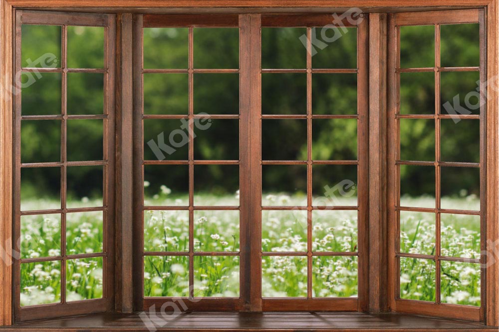Kate花木製窓背景春Chain写真撮影