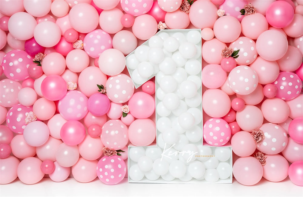Kateインクバルーン壁の背景写真撮影のための最初の誕生日の花Kerry Anderson設計