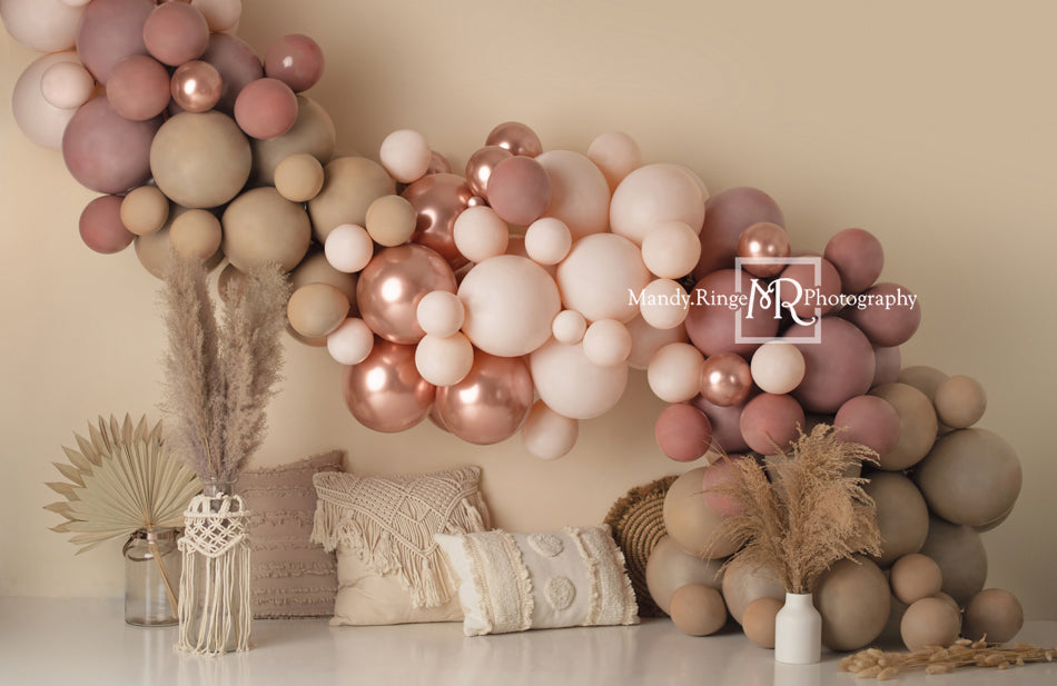 Kate自由奔放に生きる風船の背景マクラメ枕マットピンクMandy Ringe設計