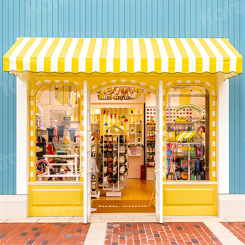 Kate写真撮影のための小さな商品店の背景黄色