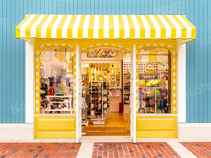 Kate写真撮影のための小さな商品店の背景黄色