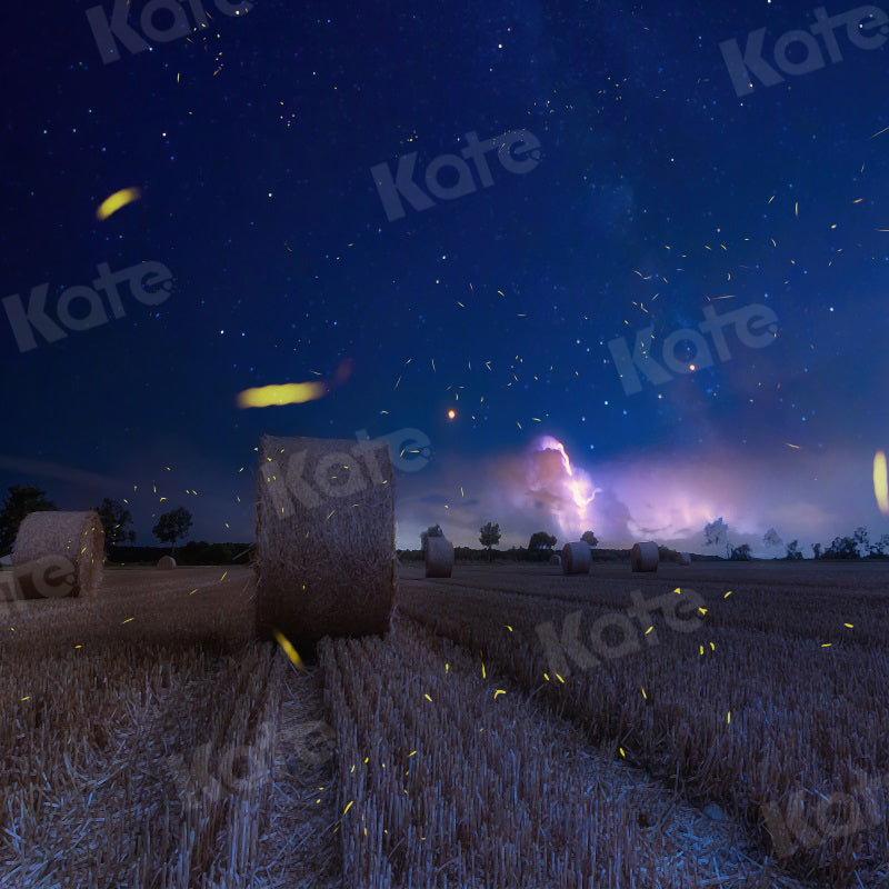 Kate写真撮影のためのフィールドナイトスカイグリッター背景収穫