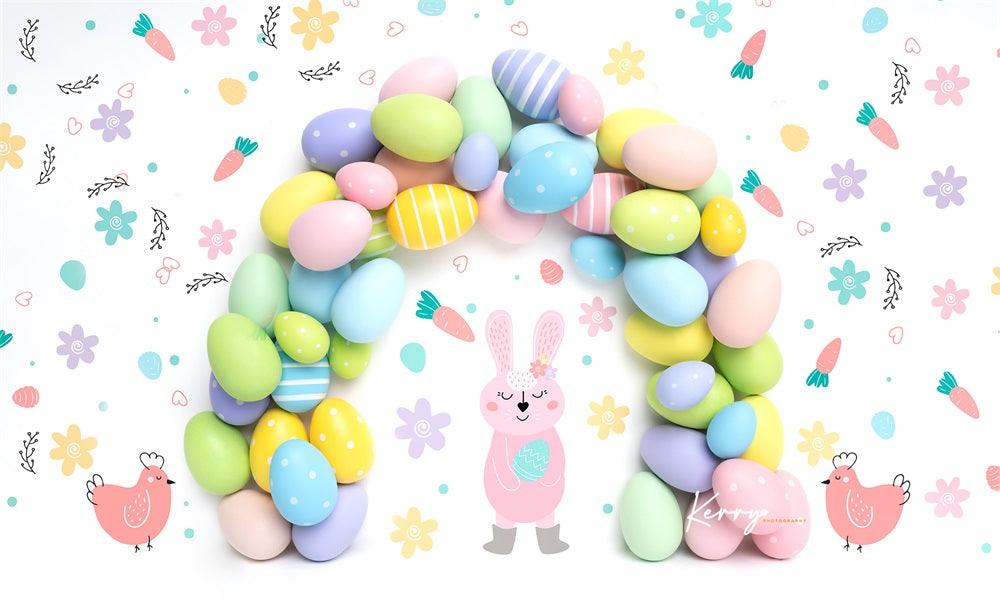 Kateパステルイースターバニーの卵の背景写真撮影のためのレインボーガーランドKerry Anderson設計
