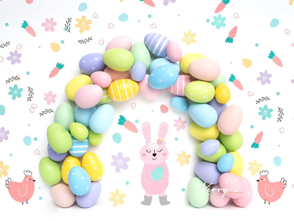 Kateパステルイースターバニーの卵の背景写真撮影のためのレインボーガーランドKerry Anderson設計