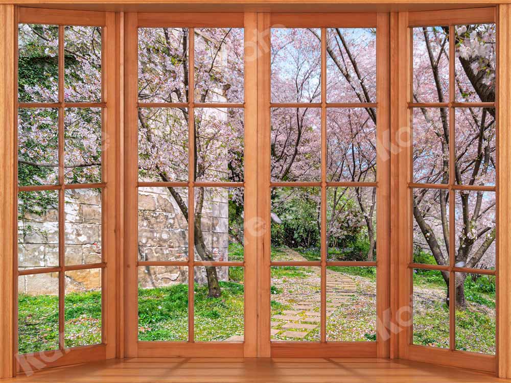 Kate春の外の窓の背景レトロChain Photography