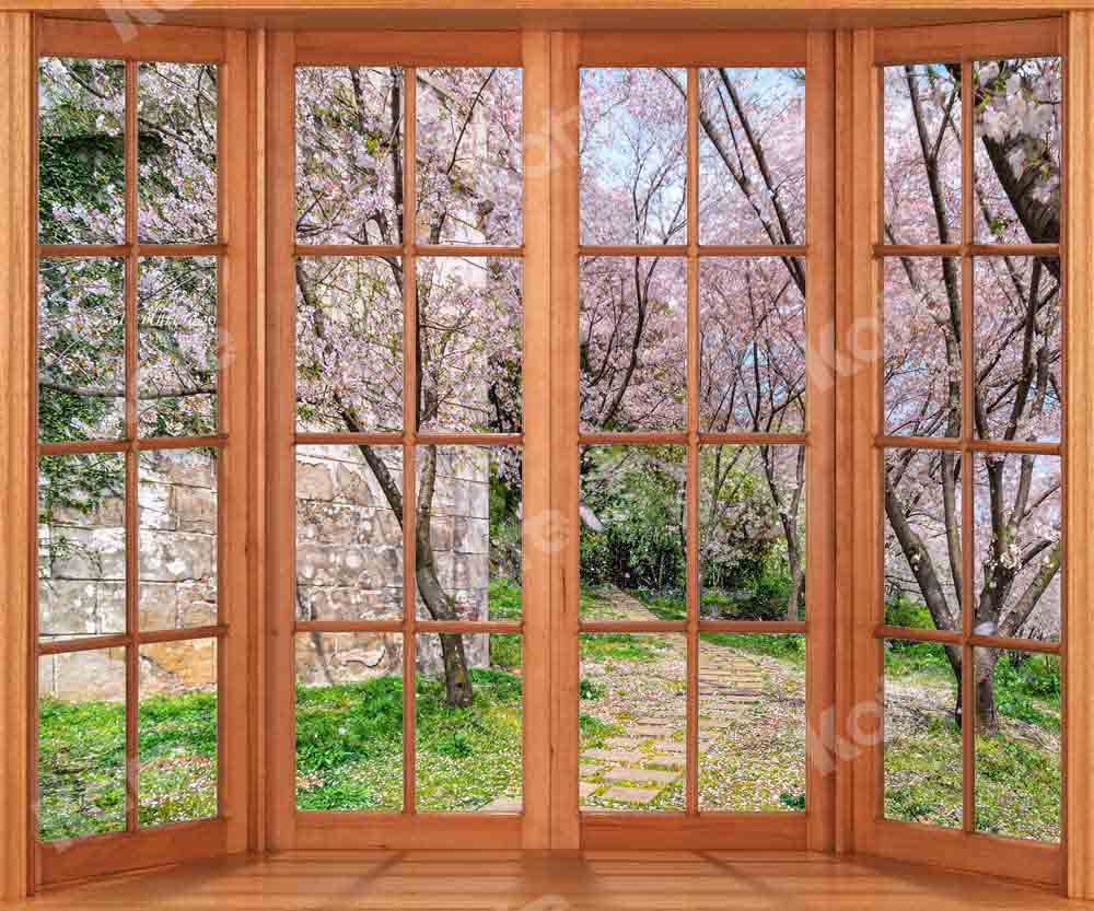 Kate春の外の窓の背景レトロChain Photography