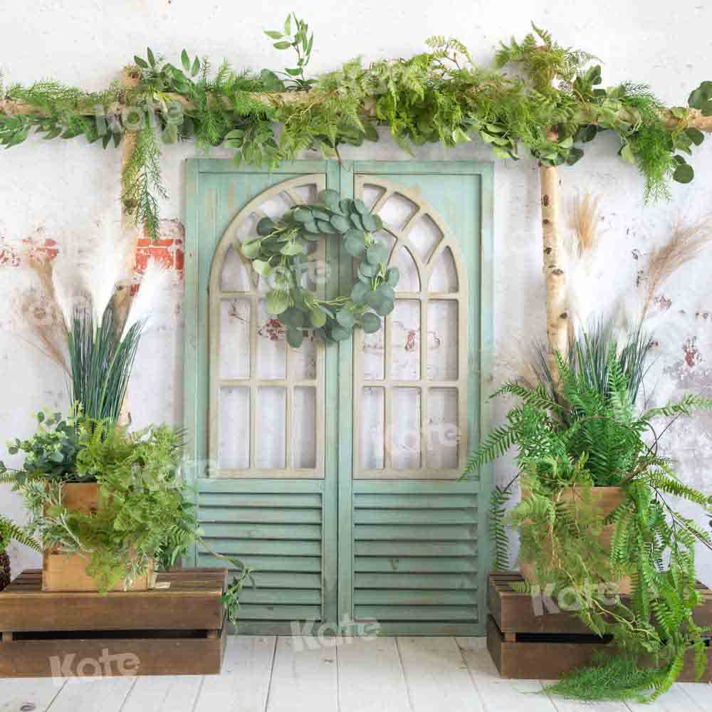 Kate春/夏の緑の植物の背景納屋のドアEmetselchデザイン