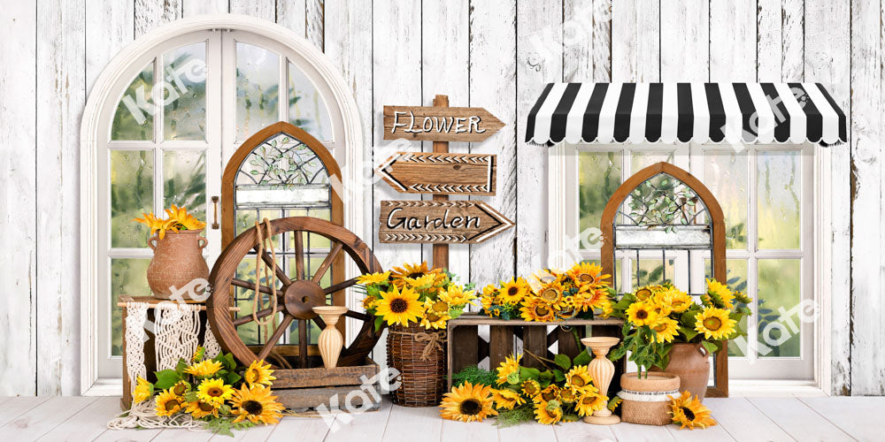 Kate夏のひまわりの背景フラワールームEmetselchデザイン