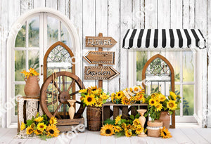 Kate夏のひまわりの背景フラワールームEmetselchデザイン