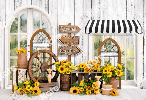 Kate夏のひまわりの背景フラワールームEmetselchデザイン